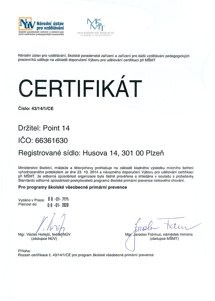 Primary prevention certificate